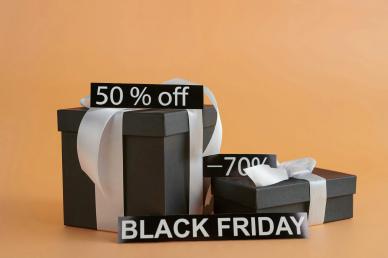 black friday sale poster elegant present boxes closeup