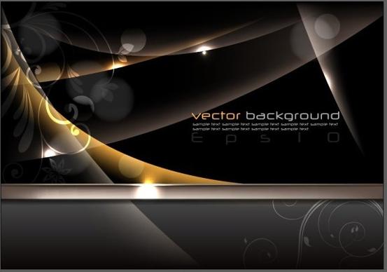 black glossy and gloden elements vector backgrounds