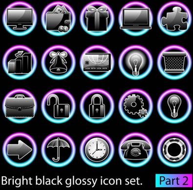 black glossy icon set 01 vector