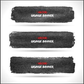 black ink grunge banner vector set