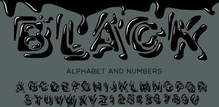 black paint alphabet and numbers vector