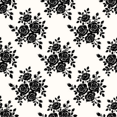 black roses seamless patterns vector graphics