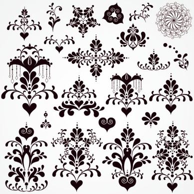 black seamless lace and ornaments vector