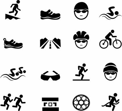 Black Triathlon Icons