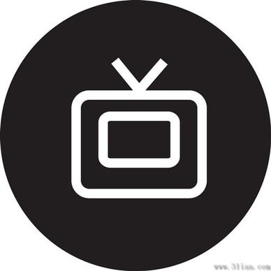 black tv icon vector