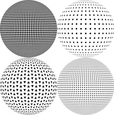 black white sphere sets with optical illusion style