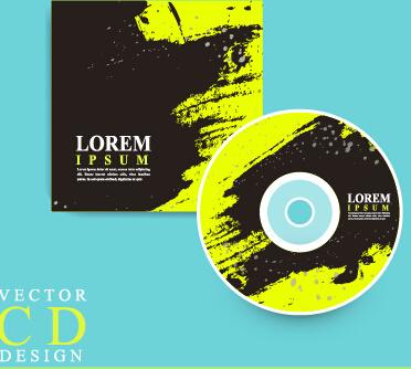 black with green cd cover grunge vector