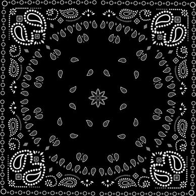 black with white bandana patterns design vector