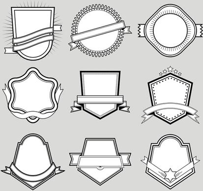 black with white blank labels vector set