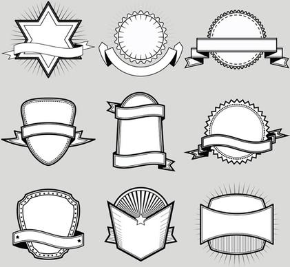 black with white blank labels vector set