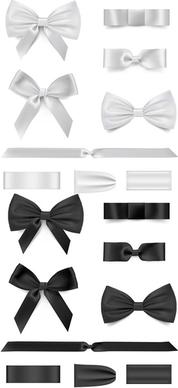 black with white bow ribbon vector