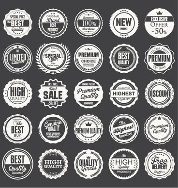 black with white premium quality labels vector