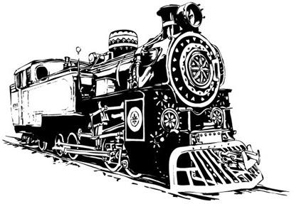 vintage locomotive sketch design black and white style