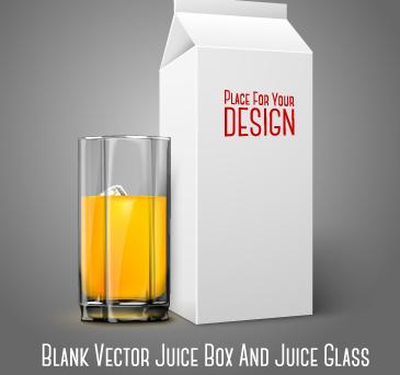 blank juice box and juice cup vector
