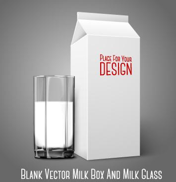 blank milk box and milk cup vector