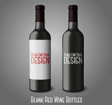blank red wine bottles vector