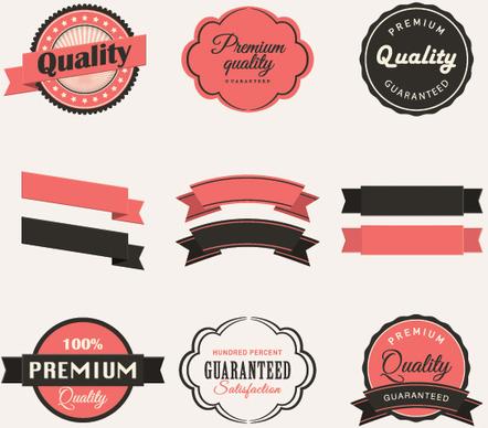 blank ribbon with retro labels vector