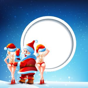 blank round with santa background vector