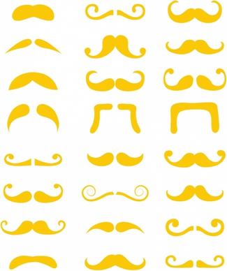 Blond moustache or mustache vector set