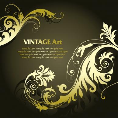 decorative background dark classical elegant curved floral icons