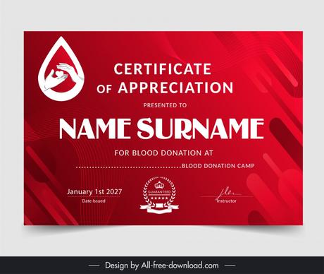 blood donation certificate template contrast modern