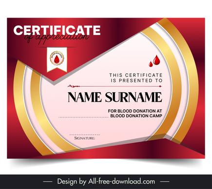 blood donation certificate template elegant geometric decor
