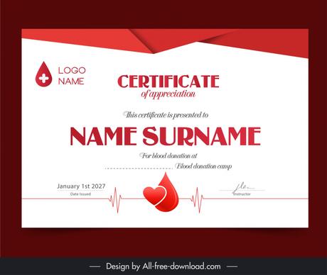 blood donation certificate template geometry heart cardiogram decor