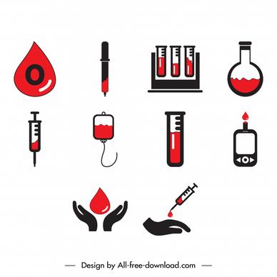 blood icon sets flat classical design lab objects sketch