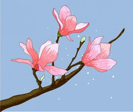 blooming cherry flowers painting multicolored decor