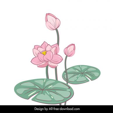 blooming lotus flower icon elegant retro handdrawn sketch