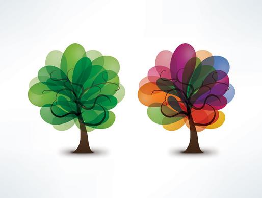 blooming trees vector graphic