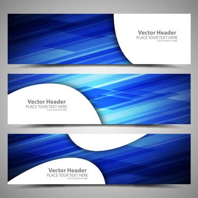 blue abstract background vector header sets