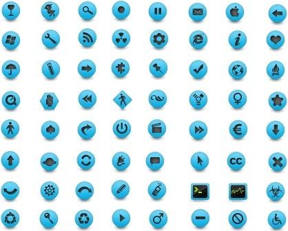 blue and grey rounded button icons icons pack