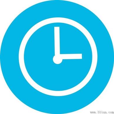 blue background clock icon vector