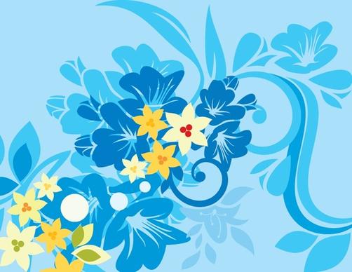 blue background floral pattern vector