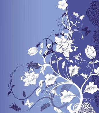 blue background with flower art vector