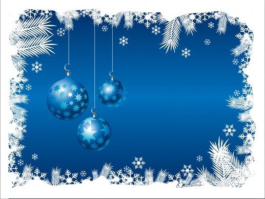 christmas background snowflakes border hanging bauble balls