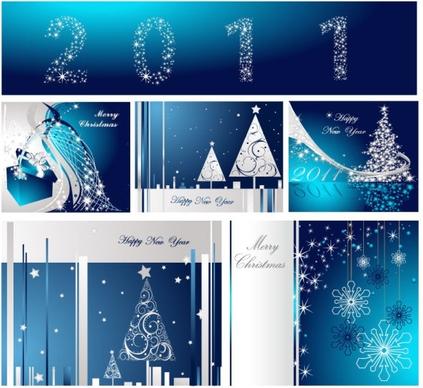 blue christmas postcard template vector