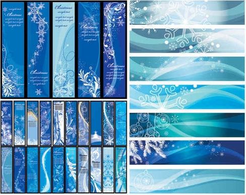 Blue Christmas vector banners background