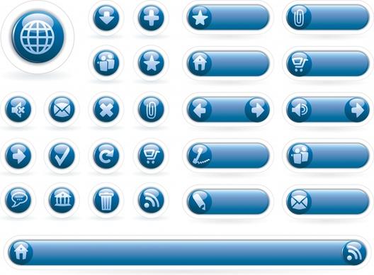 web icons collection shiny modern blue design