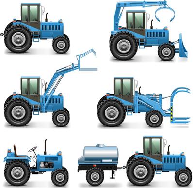 blue construction vehicles vector graphics