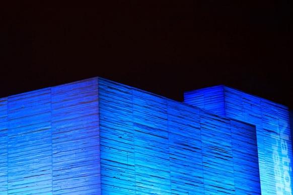 blue cube building