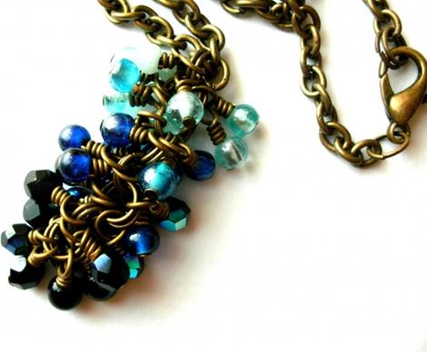 blue czech glass necklace