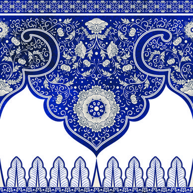 blue decorative ornaments russian style vector