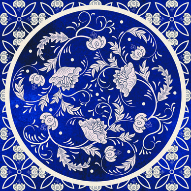 blue decorative ornaments russian style vector