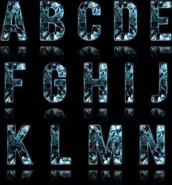 blue diamond alphabet creative vector