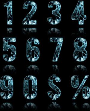 blue diamond numbers and symbol vector