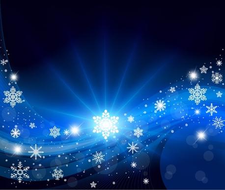 christmas background vivid dynamic snowflakes decor bokeh blue