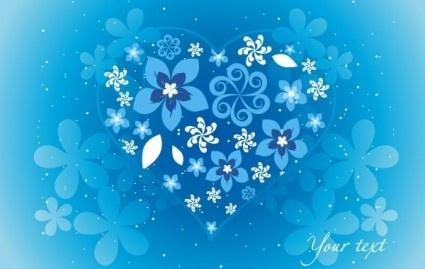 blue floral heart vector