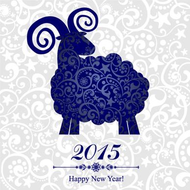 blue floral sheep15 new year background